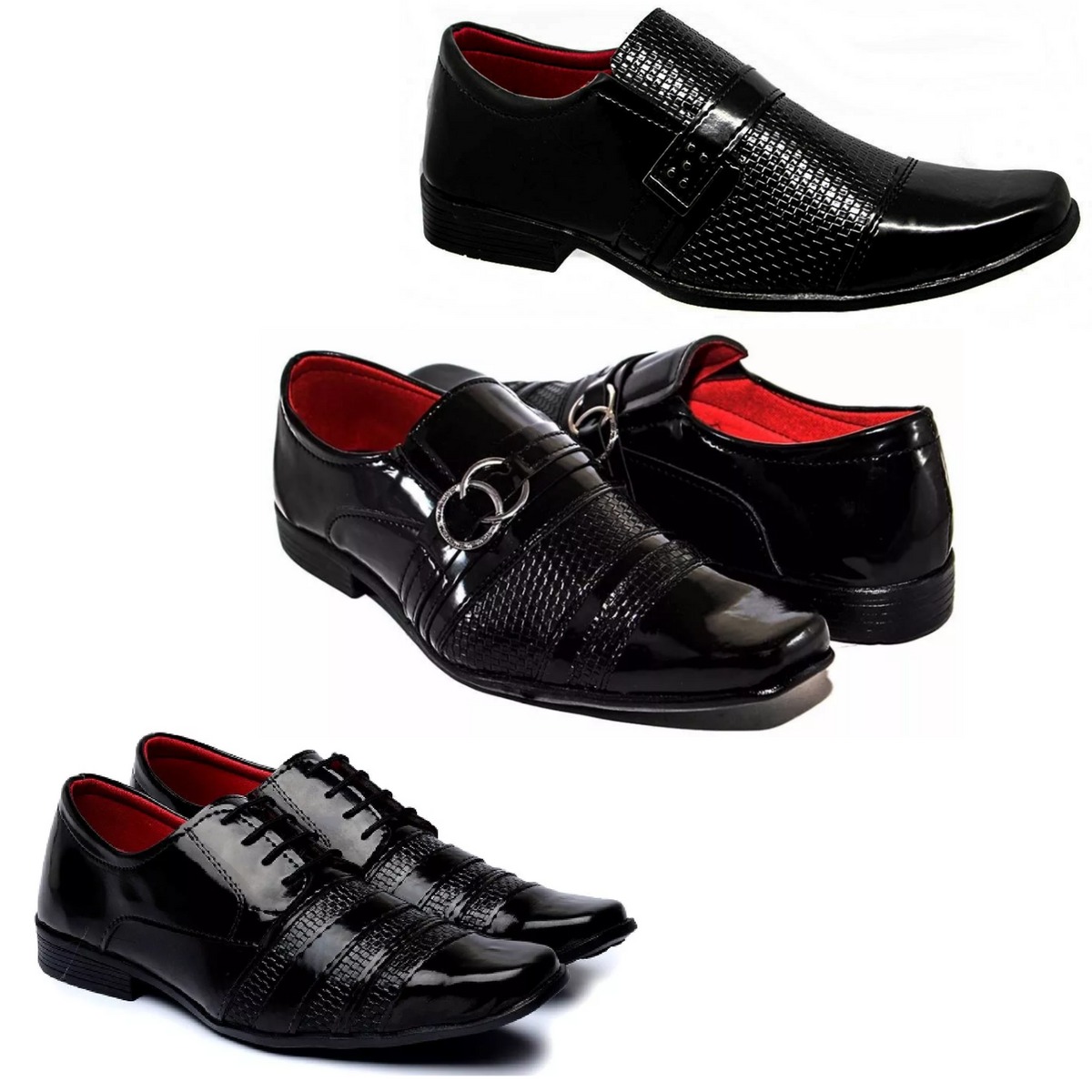 Sapato Social Masculino Kit Com 3 Pares Promoçao - R$ 125,08 em Mercado Livre