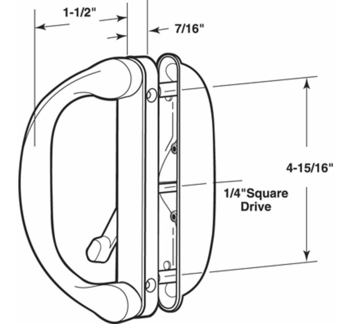 White SBML Involute Sliding Patio Door Handle Locking Set 1 PC Interior
