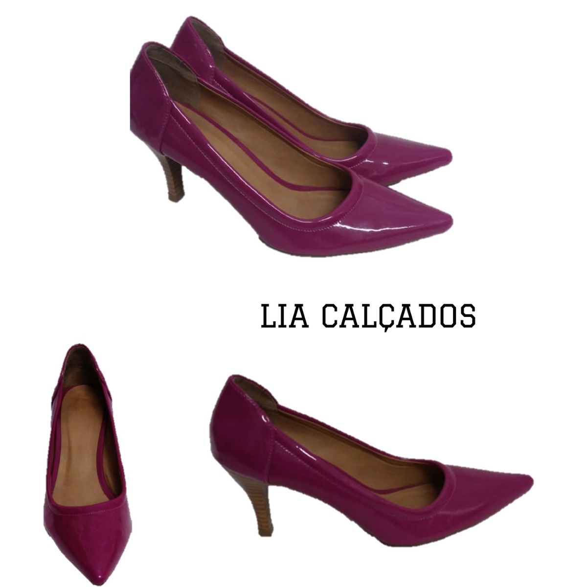 scarpin roxo salto baixo