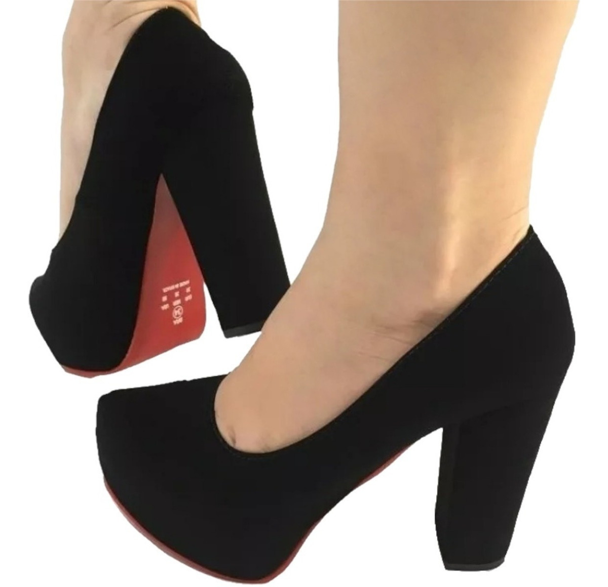 AMANI CALÇADOS E ACESSÓRIOS | Scarpin Meia Pata Preto Fosco Nobuck Salto Alto Grosso + Nf - R$ 159,00