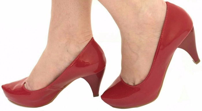 sapato feminino vermelho salto baixo