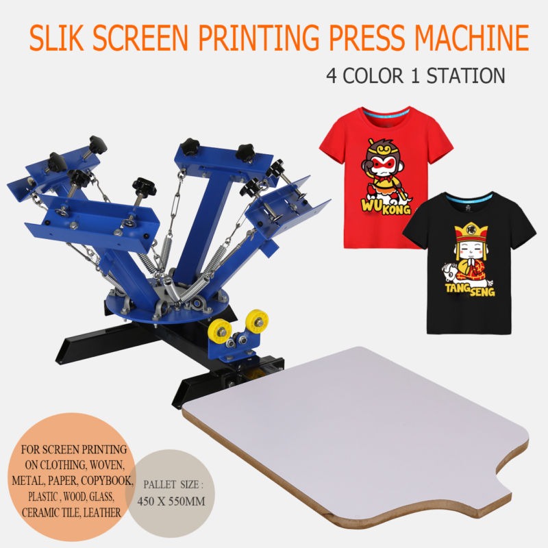 4 colores con 1 estaciónes Máquina De Impresión Wood Camiseta Pantalla Seda