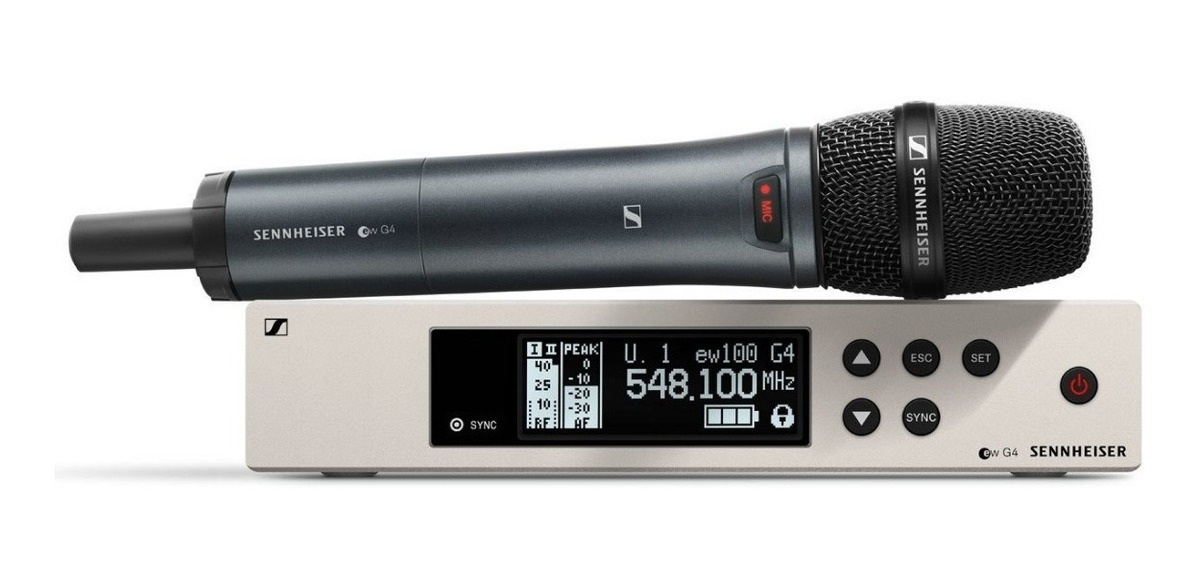 Resultado de imagem para Sennheiser Ew 100 835 G4 Microfone Sem Fio De Mão Produto Novo / 100% Original Descrição: Sistemas sem fios versáteis para canto, discurso ou instrumentos com até 42 MHz de largura de banda de afinação numa banda UHF estável e configuração rápida e simultânea de até 12 sistemas ligados. Som ao vivo de última geração com as conceituadas cápsulas e 835, e 845 e e 865 da Sennheiser num leve transmissor em alumÃnio com interruptor de silenciamento integrado. CaracterÃsticas: - Desenvolvido para som profissional ao vivo: - Robusto sistema sem fios tudo-em-um para cantores e apresentadores. - Som ao vivo de última geração com as conceituadas cápsulas e 835, e 845, e 865, e 935 e e 945 da Sennheiser num leve transmissor em alumÃnio com interruptor de silenciamento integrado - Recetor de meio bastidor "true diversity" num corpo totalmente em metal com ecrã LCD intuitivo para controlo total - Sincronização sem fios fácil e flexÃvel entre transmissor e recetor por infravermelhos - Atribuição rápida de frequências para até 12 recetores através de nova funcionalidade de ligação - Até 20 canais compatÃveis - Largura de banda de até 42 MHz com 1680 frequências selecionáveis, completamente sintonizável numa banda UHF estável - Alcance de transmissão: até 100 metros/300 pés - Elevada potência de saÃda de RF (até 30 mW) dependendo dos regulamentos nacionais O que vem na caixa? - Recetor "true diversity" EM 100 G4 - Transmissor portátil SKM 100 G4-S - Cabeça de microfone MMD 835-1 - Conjunto de montagem em bastidor GA 3 - Grampo de microfone MZQ 1 - Fonte de alimentação - 2 pilhas AA - 2 antenas com haste - Cabo RJ 10 - Instruções resumidas - Instruções de segurança - Folha de declaração do fabricante - Folha complementar da frequência