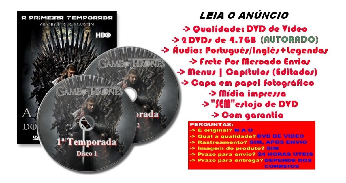 Serie Dvd Game Of Thrones 1ª Temporada Dublado E Legendado R 29