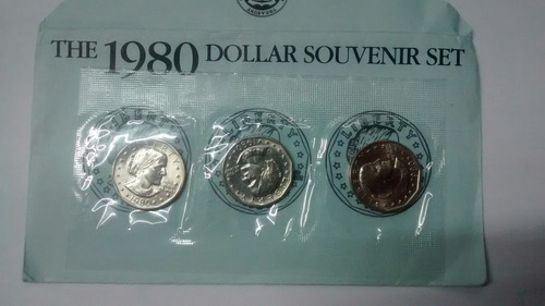 1980 D P S Susan B Anthony Souvenir 3 Coins Set