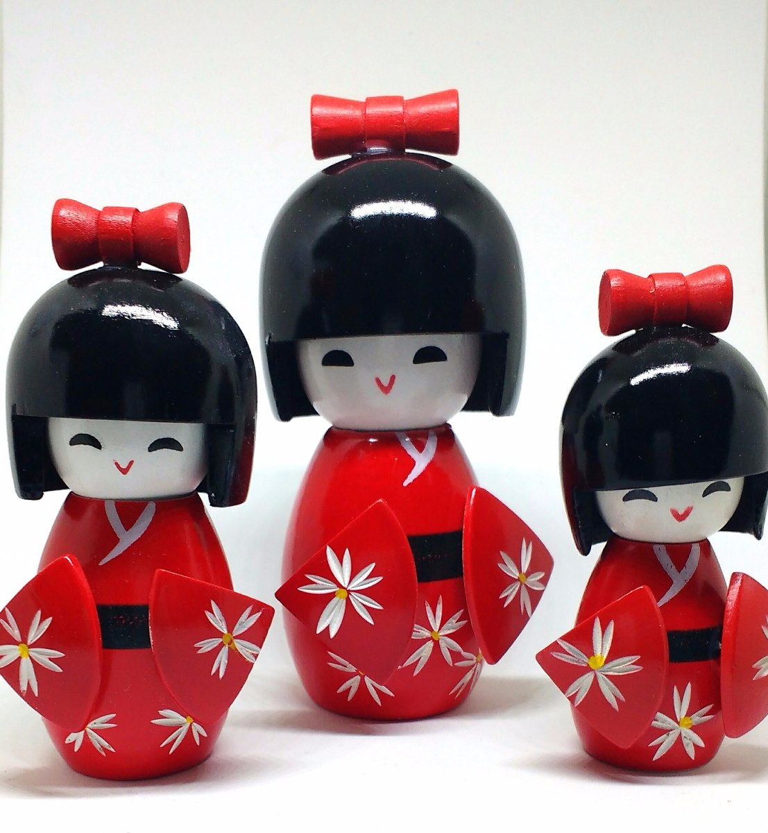 Set 3 Mu eca Kokeshi Japonesa Madera Souvenir Japon  