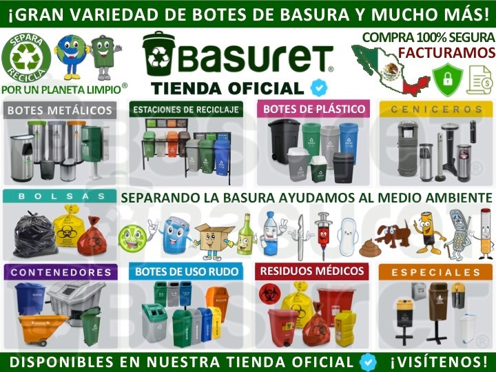 Set 4 Botes De Basura Ecologicos Para Reciclaje 42lt Nadf024 - $ 2,396.