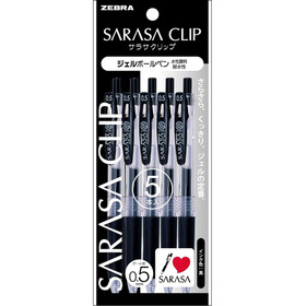 Set 5 Lápices Zebra Sarasa Clip 0.5mm Tinta Negra - Japonés