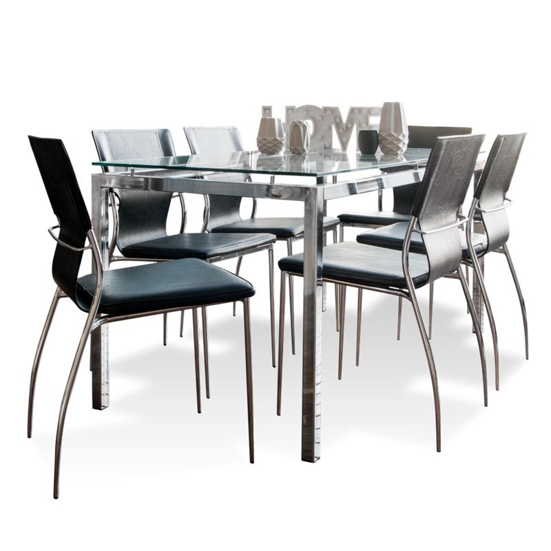 Set De Comedor Barcelona, Mesa Tapa De Vidrio 1.60 + Sillas ... Set De Comedor Barcelona, Mesa Tapa De Vidrio 1.60 + Sillas ...