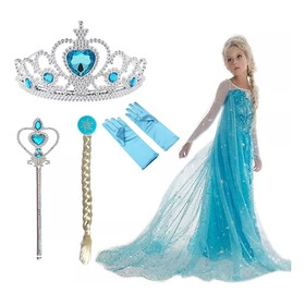 Set Frozen Princesa Elsa Tiara Varita Pelo Guantes Ltf Shop