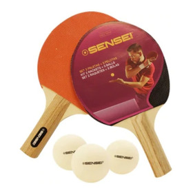 Set Ping Pong 2 Paletas + 3 Pelotas Sensei Tenis Mesa 