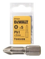 DeWalt DT7211-QZ Puntas de torsi/ón 25 mm Pz1 25mm Set de 5 Piezas