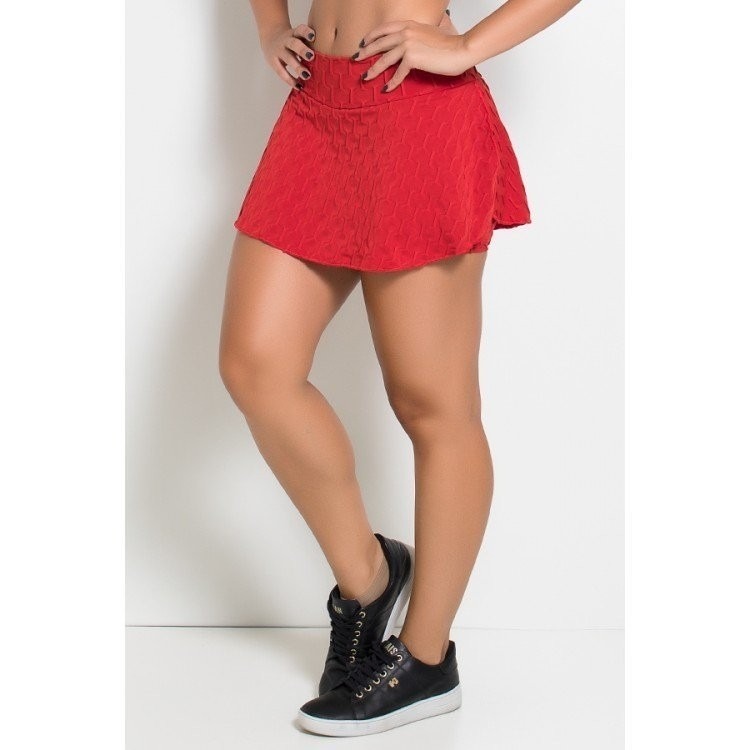 short saia vermelho