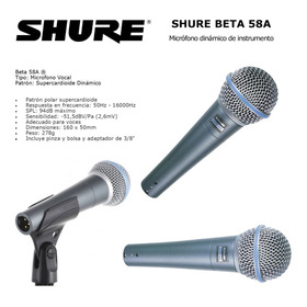 Shure Beta 58a Microfono Profesional Alambrico      