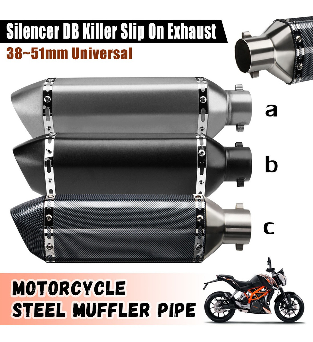 style 5 DB Killer silenciador de escape para motocicleta Silenciador de tubo de escape de motocicleta universal de 51mm
