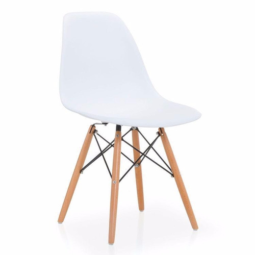 Silla De Comedor Plástico Patas Madera Diseño Eames Blanca - $ 997 ... Silla De Comedor Plástico Patas Madera Diseño Eames Blanca - $ 997 ...