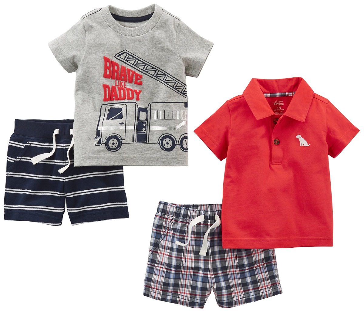 para beb/é ni/ña Simple Joys by Carters Conjunto Juego de 4 piezas de camisas y pantalones de manga larga