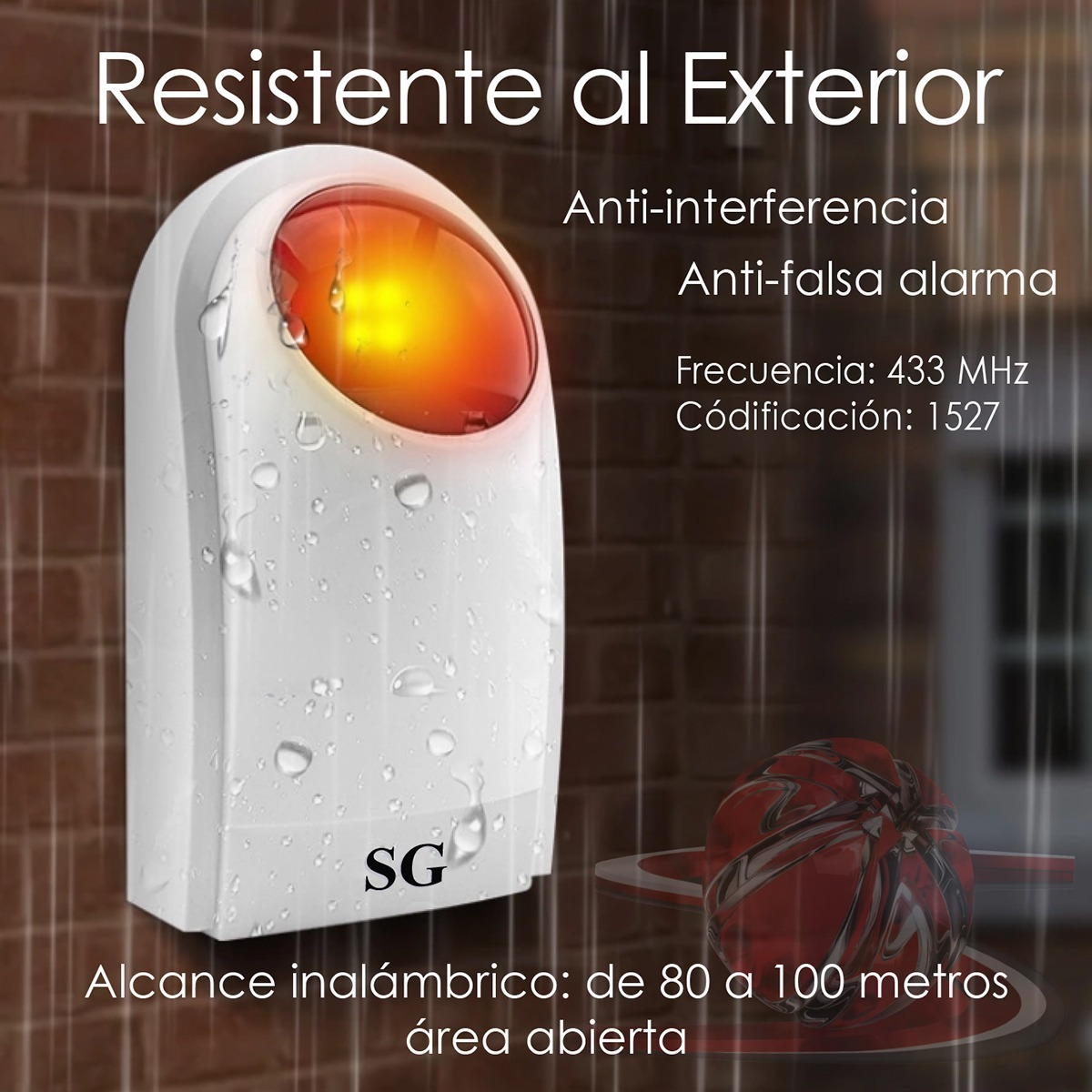 Sirena Alarma Local Exterior Inalambrica Alerta Sensores Estrobo Visual Emergencia Sistemas Casa