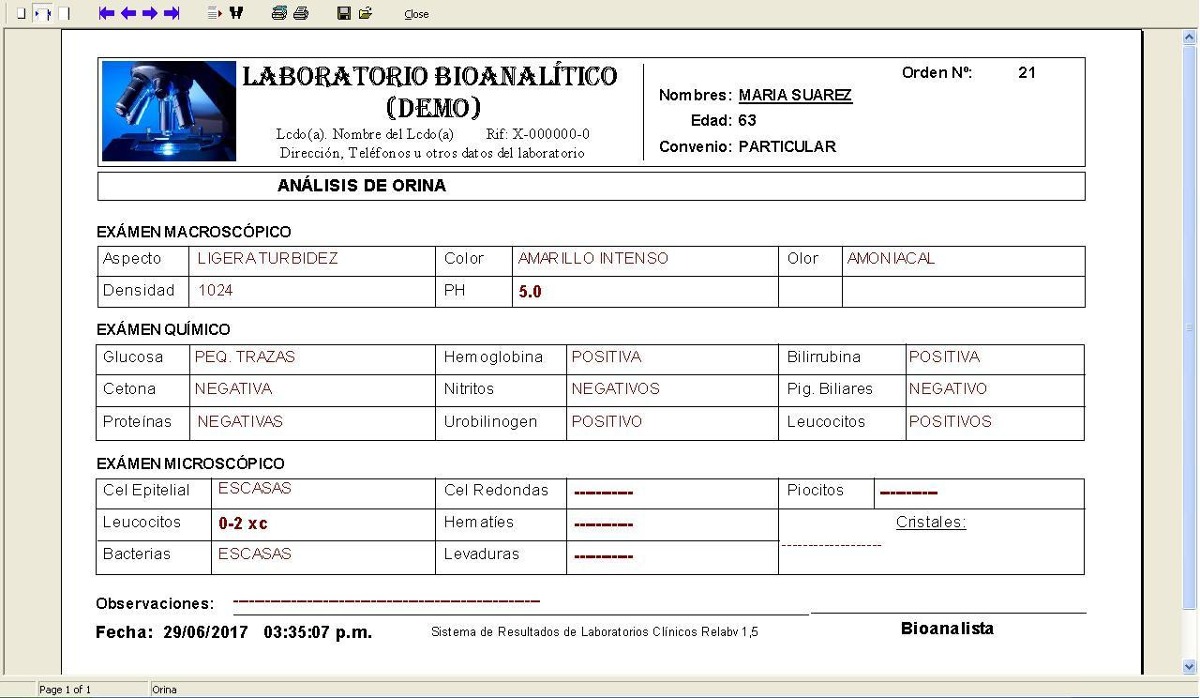 Formato De Hoja De Resultados De Laboratorio Clinico - Mide