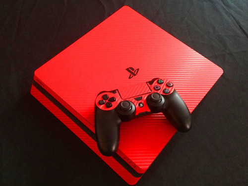 Download Skin Ps4 Slim Tipo Fibra Rojo Para Consola Mando Barlights ...