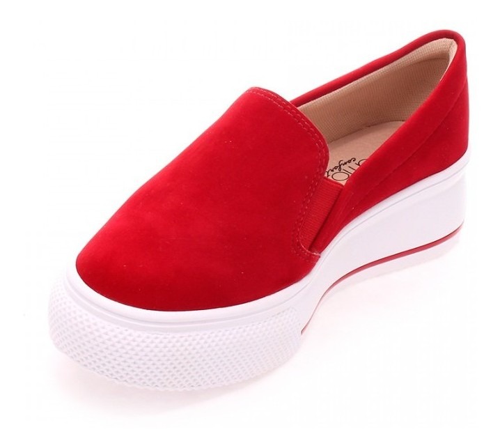 Slip On Beira Rio Conforto Flatform Nobuck - Vermelho - R$ 98,99 em Mercado Livre