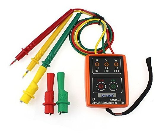 Probador de rotaci/ón trif/ásico Indicador de secuencia de CA SM-852B Probador de indicador de rotaci/ón de orden de secuencia de 60V ~ 600V CA 20Hz-400Hz