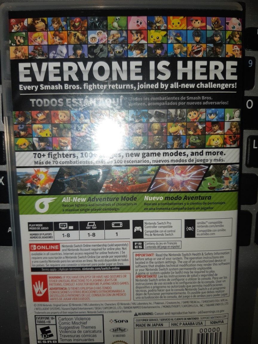 Smash Bros Ultimate Nintendo Switch Barato Oferta Especial U S 75