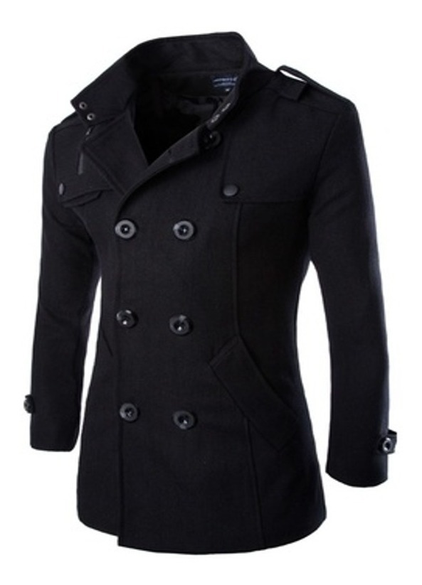 casaco de lã masculino preto