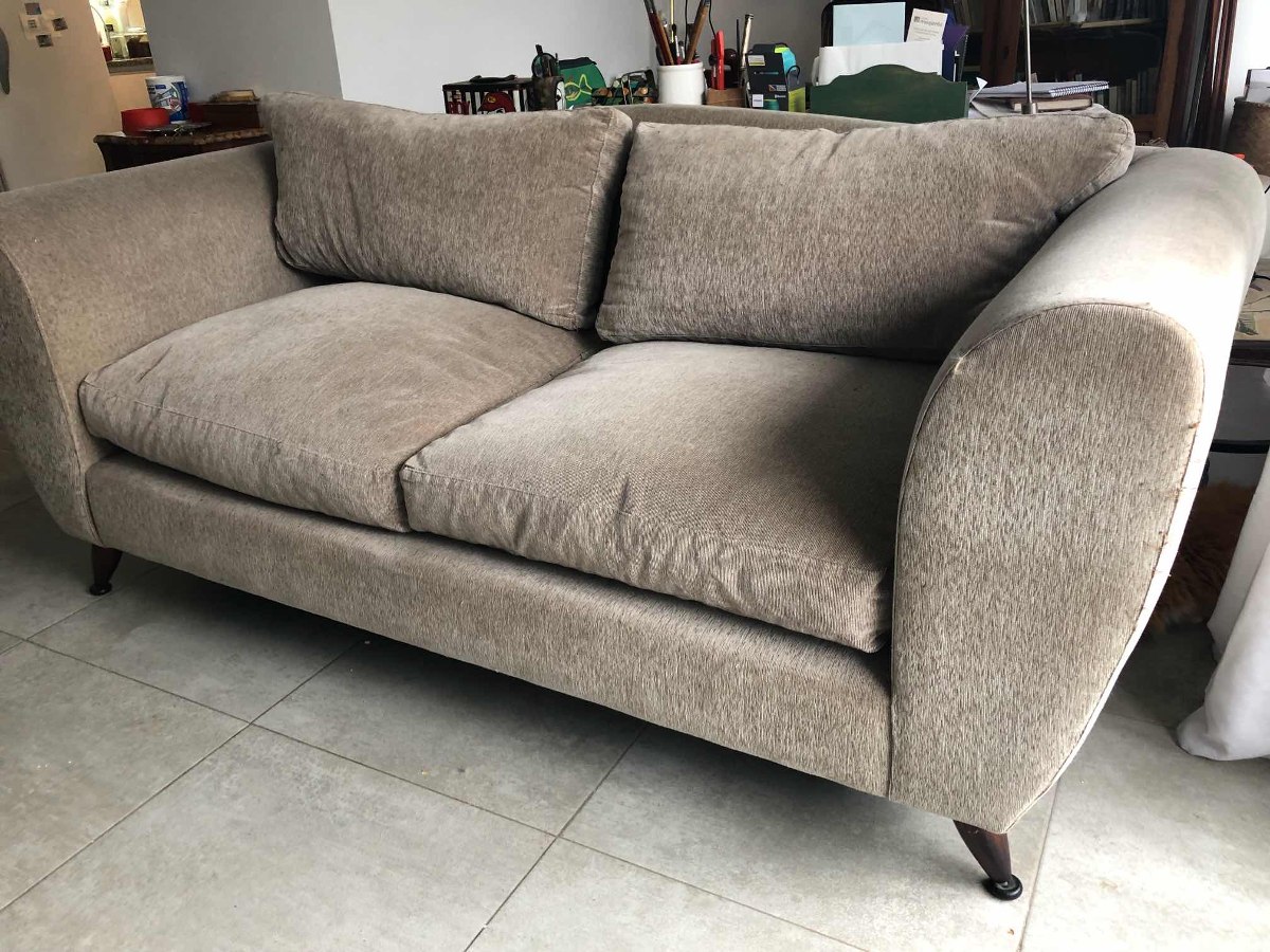 Sofa Chenille Beige 3 Cuerpos