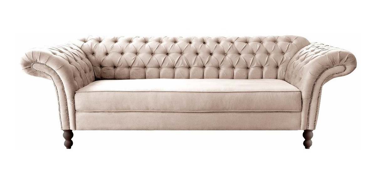 Sofá Clássico Inglês Chaise Longue Três Lugares Preto Couro R Chaise Longue Três Lugares Preto Couro