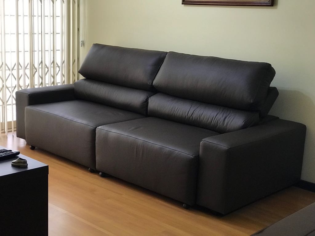 sofa de couro retratil e reclinavel 2 modulos bali 2 10m r