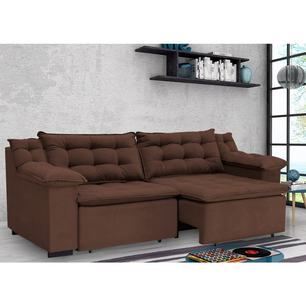 sofá umaflex retratil sof 225 umaflex retr 225 til 4 lugares tecido suede pena marrom sofá umaflex retratil sof 225 umaflex retr 225 til 4 lugares tecido suede pena marrom