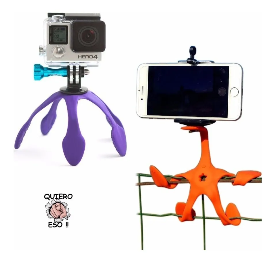 Negro GekkoPod Flexible Trípode Montar Poseedor para Cámaras GoPro
