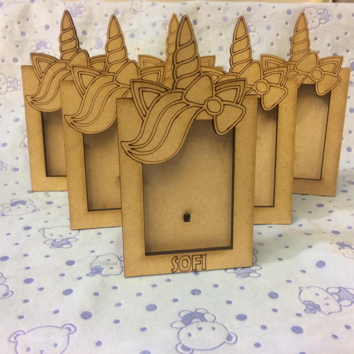 nórdicos rústico Craft Corte Láser De Madera Mdf Unicornio Paquete de 5-Navidad