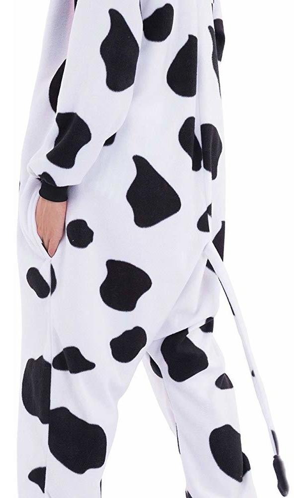 Spooktacular Creations Unisex Adult Pajama Plush Onesie One Piece Cow Animal Costume