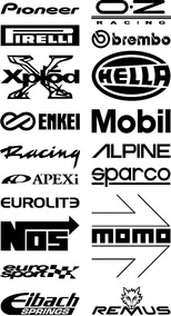 Stickers Vinil Auto Tuning 18 Logos Racing Calcomanias