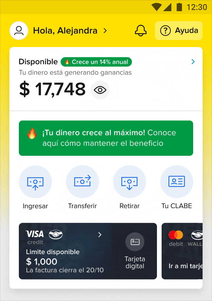 Gif que muestra que el simulador de ganancias se encuentra en la parte inferior de la pantalla 