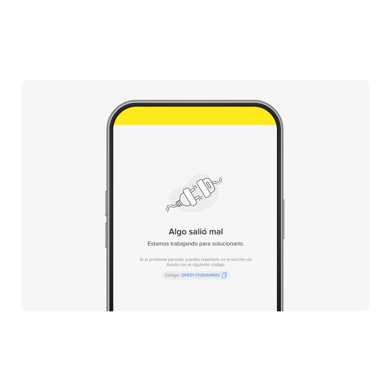 Imagem de um celular com o app Mercado Pago mostrando o erro de cobrança
