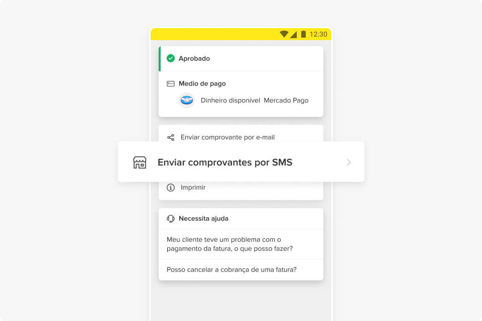 Exemplo de envio por SMS ou e-mail