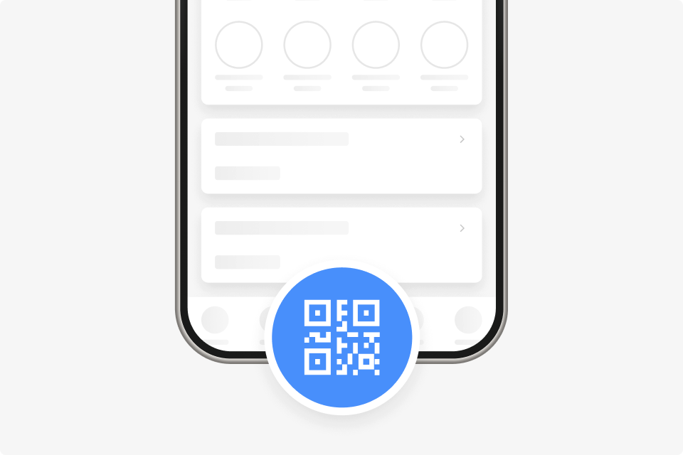 Selecione a opção QR no app do Mercado Pago