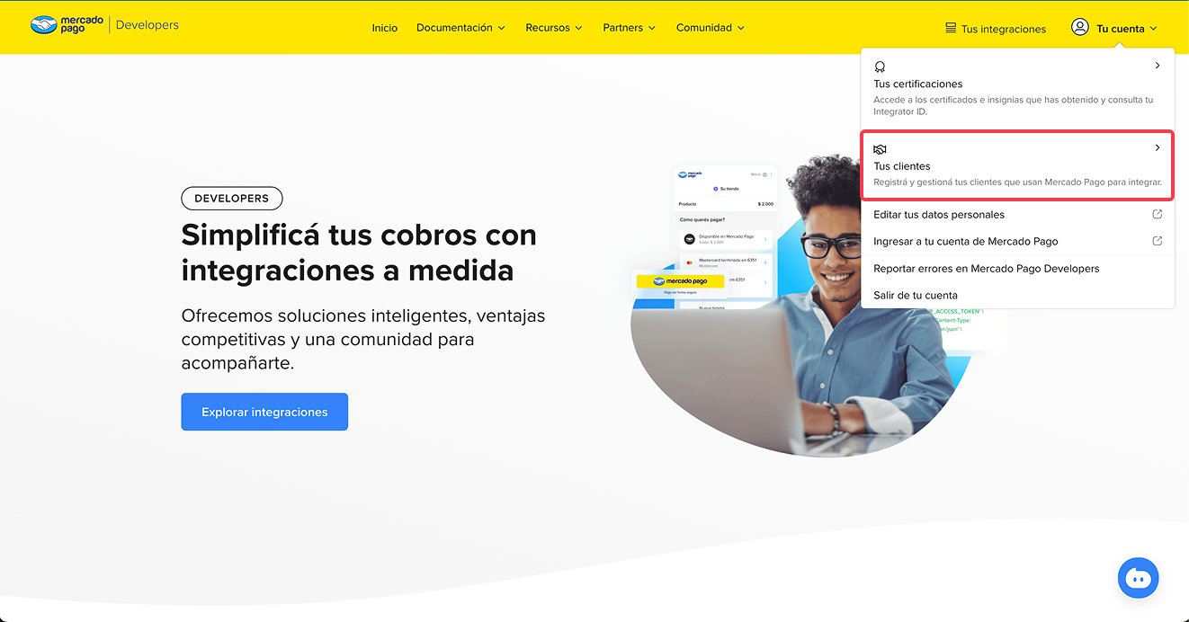 Opción Tus clientes