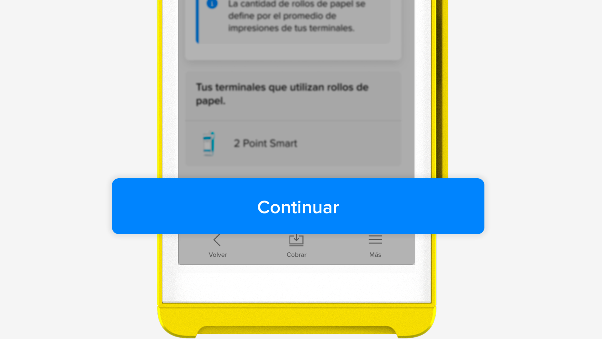 Botón "Continuar" en la app de Mercado Pago