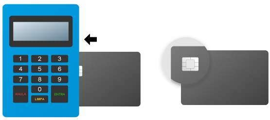 Se o cartão tiver chip, insira-o na lateral da maquininha e mantenha-o inserido até que o pagamento seja concluído.