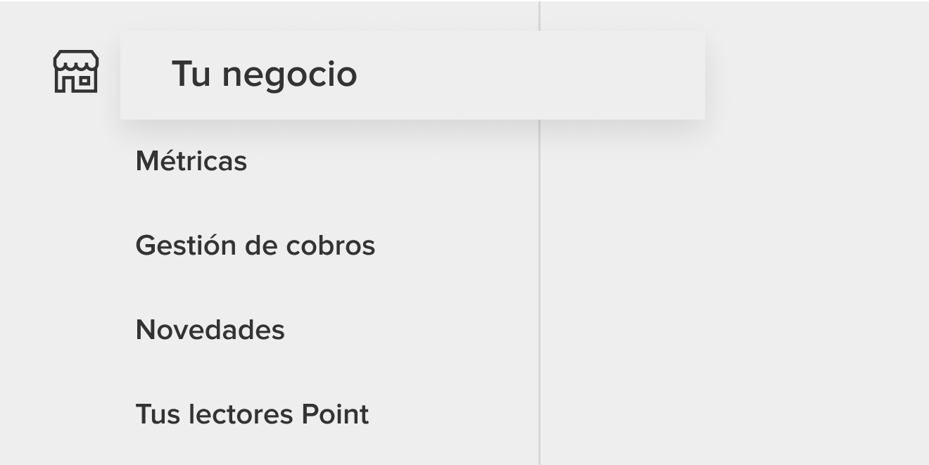 Menú de la app Mercado Pago, con la sección "Tu negocio" seleccionada