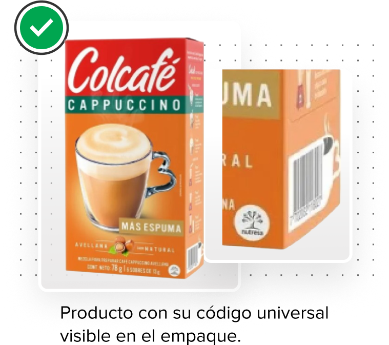 Producto con su código universal visible en el empaque.