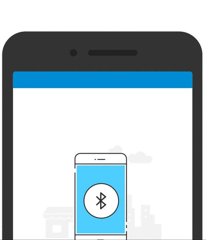Abrindo o menu superior do celular, pressionando o ícone de Bluetooth