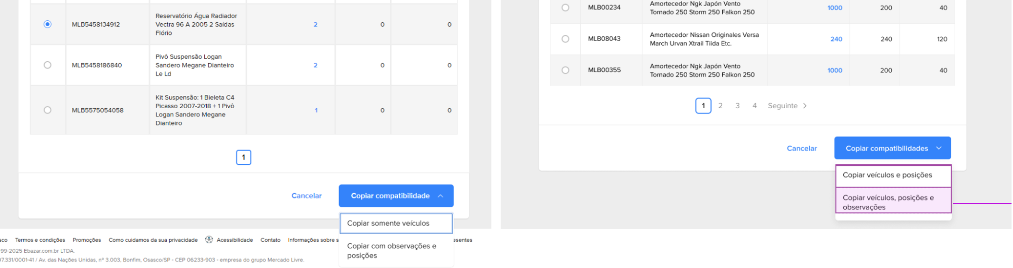 Example of copy and paste compatibility functionality