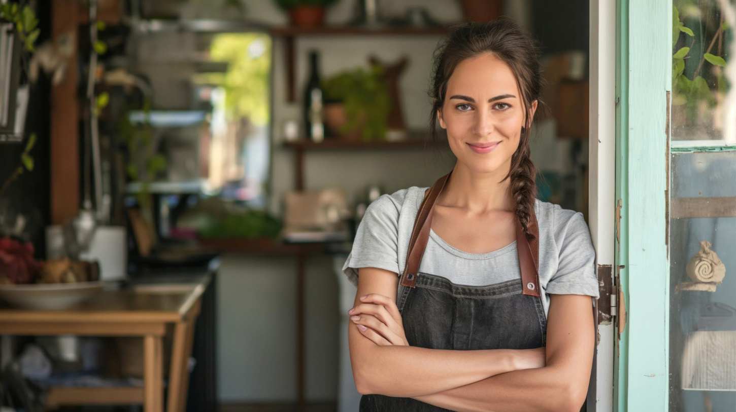 Persona emprende un negocio de gastronomía.