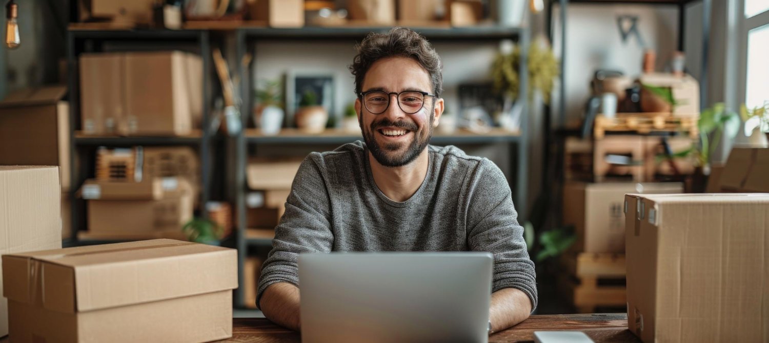 Emprendedor configura tienda online.