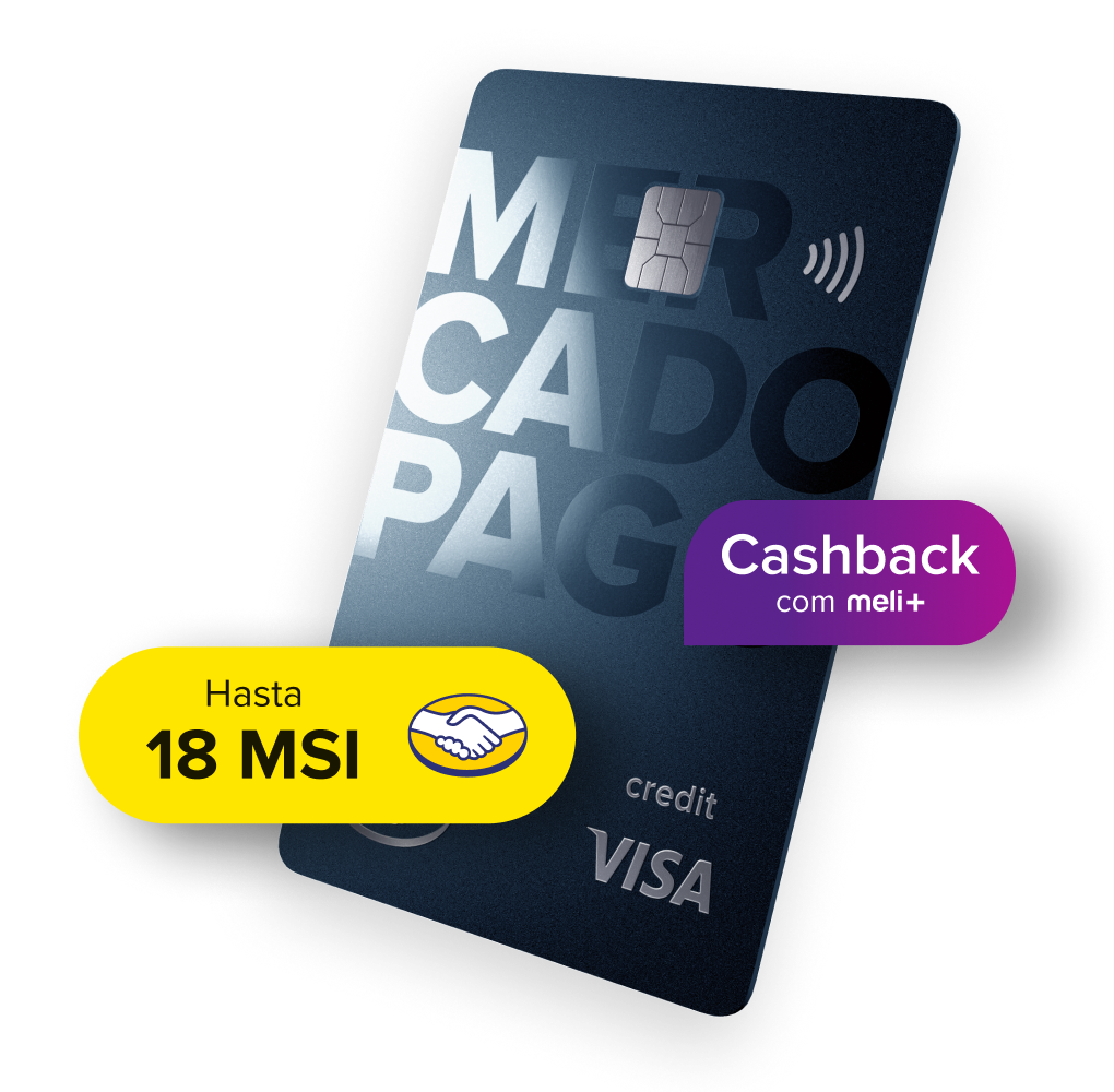 Tarjeta de crédito de Mercado Pago con hasta 18 meses sin intereses en Mercado Libre y cashback.